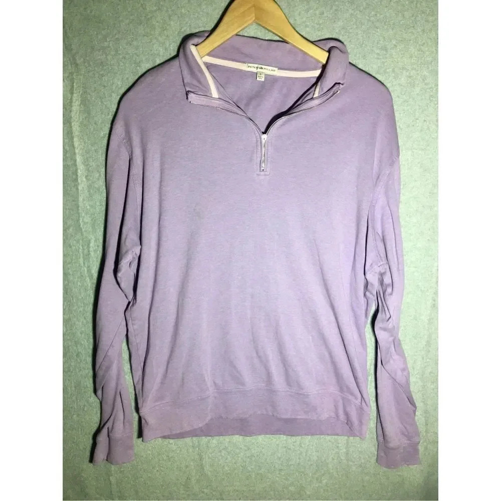 Mens Peter Millar Quarter Zip Jacket Purple Blue Speckled Casual Cotton